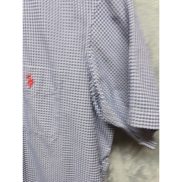 U.S. POLO ASSN Mens Size XL Short Sleeve Blue Checks Button Up Front Pocket - Picture 6 of 10